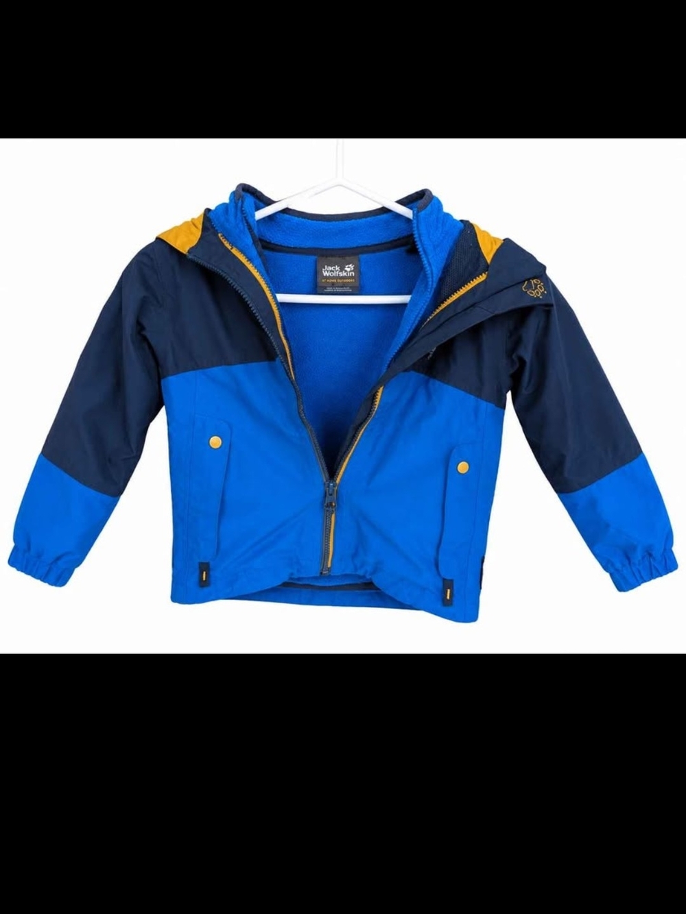 Jack Wolfskin Blue & Navy Kids 100% Waterproof Technical Jacket with Hood